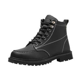 CUTeFiorino Herren Frühling und Winter Injektion Rindsleder Schuhe Leichte große tragen Schutz Arbeitsschuhe Low Top Anti- und Anti-Schuhe Herren Schwarz Hoch (Black, 46) von CUTeFiorino