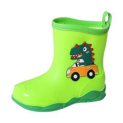 CUTeFiorino Kinder Cartoon Dinosaurier gedruckt Regen Schuhe Schuhe Outdoor Slip Stiefel rutschfeste Regen PVC Kinderschuhe Kinder Junge (Green, 26 Toddler) von CUTeFiorino