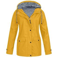 CUTeFiorino Regenjacke Damen Wasserdicht Winddichter Atmungsaktiv Regenmantel Regenparka mit Kapuze Leichte Dünne Windbreaker Übergangsjacke Mit Taschen Windjacke Trenchcoat Wandern Sommerjacke von CUTeFiorino