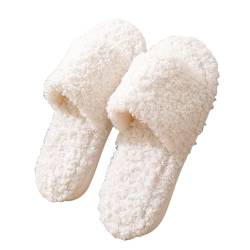 CUTeFiorino [Warmes Upgrade Warme Hausschuhe für Damen, weich und bequem, wärmen Ihre Füße im Winter. Damenschuhe Schwarz (White, 38) von CUTeFiorino