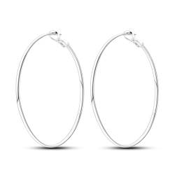 CYCUFF 925 Sterling Silber Hoop Ohrringe Bunte Cubic Zirkonia Schmuck Ohrringe für Frauen Set Ohrring Geschenke für Sie (Silber 50mm große Ohrringe) von CYCUFF