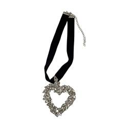 CYILPR Halskette, schwarze Halskette mit Herz-Anhänger, Vintage-Stil, große Strasssteine, Choker für Damen und Mädchen, Abschlussball-Party-Geschenke, Metall von CYILPR