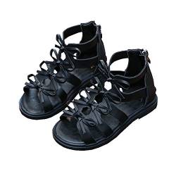 Kinder Mädchen Süß Römerschuhe Sandalen Baby Prinzessin Schuhe Pantoletten Strandschuhe Flache Badesandale Sommerschuhe (Schwarz, Numeric_31) von CYSCHUHE