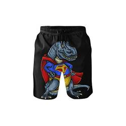 CaTaKu Animal Superman Dinosaurier Badeshorts Strand Shorts Sommer Board Anzüge schnell trocknendes Netzfutter für Herren Schwimmen Baden - mehrfarbig - Groß von CaTaKu