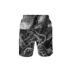 CaTaKu Ocean Octopus Schiff Badeshorts Strand Shorts Sommer Board Anzüge schnell trocknendes Netzfutter für Herren Schwimmen Baden - mehrfarbig - Groß von CaTaKu