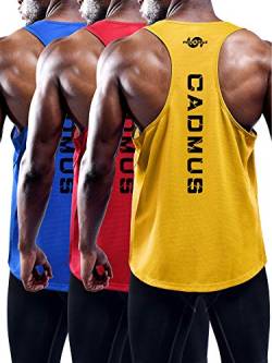 Cadmus Herren 3er-Pack Dry Fit Y-Back Muscle Tank Top, 31# 3er-Pack, blau, rot, gelb, XXL von Cadmus