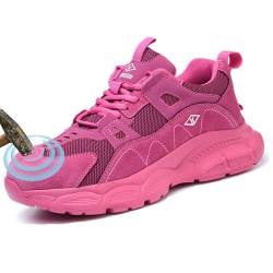 Sicherheitsschuhe Damen Leicht Atmungsaktiv Sicherheitsschuh, Sommer Arbeitsschuhe Herren Mit Stahlkappe, Schweißerschuhe Safety Shoes for Schweißer(Pink,EU43) von CaiHmnsa