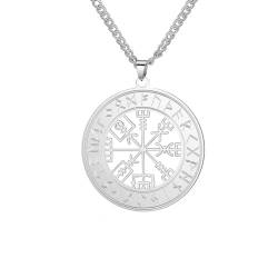 Caiduoduo Wikinger Runen Triquetra Valknut Anhänger Halskette Vegvisir Symbol Stanless Stahl Amulett Halskette Schmuck Geschenk von Caiduoduo