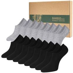 Caldodo Sneaker Socken Damen Herren Bambus Füsslinge, 8Paar Füßlinge Atmungsaktiv Sportsocken, Geschenke für Frauen und Männer, Schwarz Grau 39-42 von Caldodo