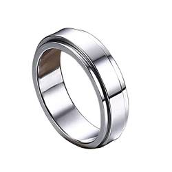 Calefee Drehringe für Damen, Fidget Ring Edelstahl Silber-Drehring Breit 6mm gr. 49 (15.6) Eheringe Damen Einzeln von Calefee