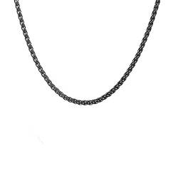 Calefee Edelstahl Kette Mann, Weizenkette Herren 76cm 3mm Breit Hip Hop Kette Damen Ohne Anhänger Modeschmuck von Calefee