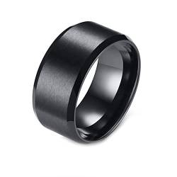 Calefee Edelstahl Ringe Herren, Ring für Damen Ring Matt Schwarz Breit 10mm größe 60 (19.1) Eheringe Damen Einzeln von Calefee