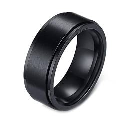 Calefee Edelstahl Ringe Herren, Verlobungsring Damen Ring Matt Schwarz Breit 8mm größe 54 (17.2) Trauringe Damen von Calefee