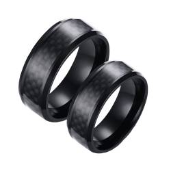 Calefee Edelstahl Ringe Set, Eheringe Paarpreis für Sie und Ihn Ring Carbon Schwarz 8 mm, Damen Größe 62 und Herren Größe 62 von Calefee