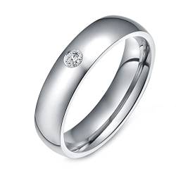 Calefee Edelstahlringe Damen, Eheringe Schlicht Polierter Ring Breit 5mm mit Zirkonia gr. 54 (17.2) Trauringe Damen von Calefee