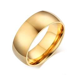 Calefee Eheringe Herren Schlicht, Ringe Damen Edelstahl Polierter Goldring Breit 8mm gr. 67 (21.3) Schmuck Ringe Damen von Calefee