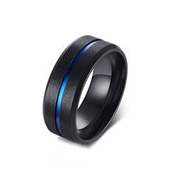 Calefee Eheringe Herren Schlicht, Ringe Frauen Edelstahl Blauer Rillenring Abgeschrägte Kante größe 57 (18.1) Hochzeit Ringe Damen von Calefee