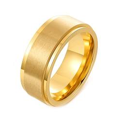 Calefee Eheringe Herren Schlicht, Ringe Frauen Edelstahl Ring Gold Gebürstet Breit 8mm gr. 54 (17.2) Trauringe Damen von Calefee