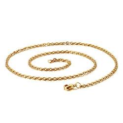 Calefee Kette Ohne Anhänger Edelstahl, Ankerkette Herren 70cm 2,4mm Breit Halskette Damen Hip Hop Modeschmuck von Calefee