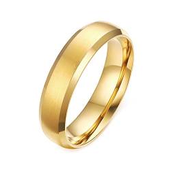 Calefee Personalisierte Ringe Damen, Edelstahlringe Herren Ring Matt Breit 6mm Abgeschrägte Kante gr. 70 (22.3) Eheringe Damen Einzeln von Calefee