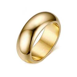 Calefee Personalisierte Ringe Herren, Damen Ring Edelstahl Polierter Goldring Breit 7mm größe 60 (19.1) Verlobungsring Damen von Calefee