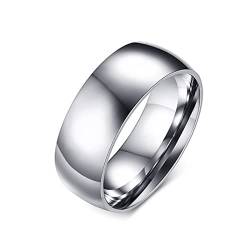 Calefee Ring Herren Edelstahl, Ring Schlicht Damen Polierter Silberring 8mm gr. 49 (15.6) Verlobungsring Damen von Calefee