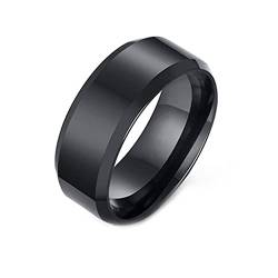 Calefee Ring Personalisiert Damen, Männer Ringe Edelstahl Schwarzer Polierter Ring Breit 8mm größe 62 (19.7) Eheringe Damen Einzeln von Calefee