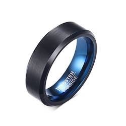 Calefee Ring Wolfram Breit, Ring Herren Schlicht Ring Matt Schwarz Breit 6mm Abgeschrägte Kante gr. 65 (20.7) Eheringe Damen Einzeln von Calefee