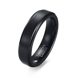 Calefee Ring Wolfram Herren, Ringe Damen Schlicht Ring Matt Schwarz Breit 5mm gr. 57 (18.1) Eheringe Damen Einzeln von Calefee