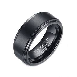 Calefee Ring Wolfram Personalisiert, Eheringe Schlicht Herren Ring Matt Schwarz Breit 8mm größe 62 (19.7) Hochzeit Ringe Damen von Calefee