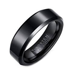 Calefee Ring Wolfram Personalisiert, Ring Schlicht Herren Schwarzer Ring Breit 6mm Abgeschrägte Kante größe 54 (17.2) Eheringe Damen Einzeln von Calefee