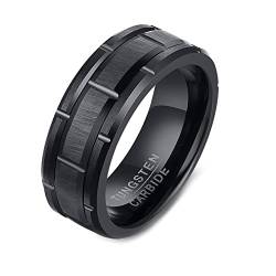 Calefee Ring Wolframcarbid, Verlobungsring Herren Ring Matt 8mm Abgeschrägte Kante größe 57 (18.1) Eheringe Damen Einzeln von Calefee