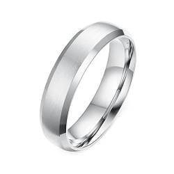 Calefee Ringe mit Gravur für Frauen, Edelstahlringe Herren Ring Matt Breit 6mm Abgeschrägte Kante gr. 52 (16.6) Verlobungsring Damen von Calefee