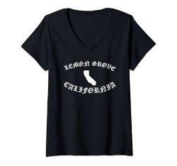 Damen Lemon Grove California San Diego Beach SoCal Retro-Surfbär T-Shirt mit V-Ausschnitt von Cali Retro Tees