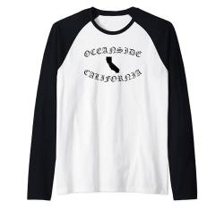 Oceanside Kalifornien USA Flagge Vintage Cali Bear San Diego SD Raglan von Cali Retro Tees