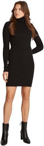 Calvin Klein Jeans WOVEN LABEL TIGHT SWEATER DRESS Strickkleid Damen, Schwarz (Ck Black), XS von Calvin Klein Jeans