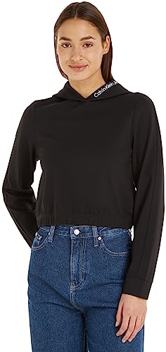 Calvin Klein Jeans Damen Hoodie Milano mit Kapuze, Schwarz (Ck Black), S von Calvin Klein Jeans