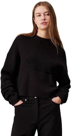 Calvin Klein Jeans Damen Pullover Logo Regular Sweater Strickpullover, Schwarz (Ck Black), M von Calvin Klein Jeans