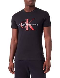 Calvin Klein Jeans Herren CORE MONOLOGO Slim Tee J30J320935 Kurzarm T-Shirts, Schwarz (Ck Black/Salsa), XXL von Calvin Klein Jeans