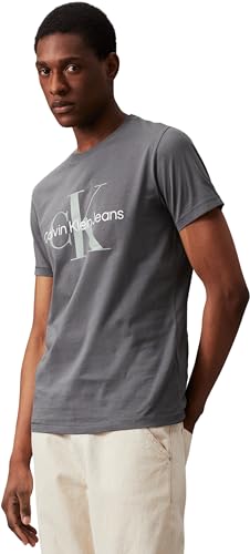 Calvin Klein Jeans Herren T-Shirt Kurzarm Rundhalsausschnitt, Grau (Endless Grey), S von Calvin Klein Jeans