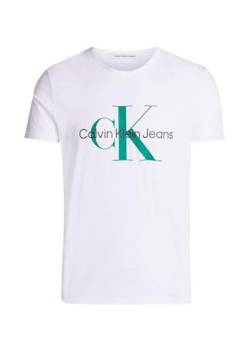 Calvin Klein Jeans Herren T-Shirt Kurzarm Rundhalsausschnitt, Weiß (Bright White), XL von Calvin Klein Jeans