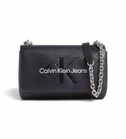 Calvin Klein Jeans für Damen. K60K612221 GEMEISSELTE EW-KLAPPE MIT KETTE25 MONO (OSFA), Schwarz, Lässig, Polyurethan von Calvin Klein Jeans