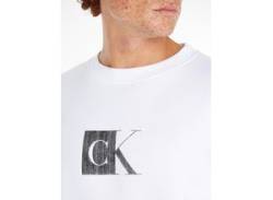 Sweatshirt CALVIN KLEIN JEANS "OUTLINE MONOLOGO CREW NECK" Gr. XXL, weiß (bright white) Herren Sweatshirts mit Markenlabel von Calvin Klein Jeans