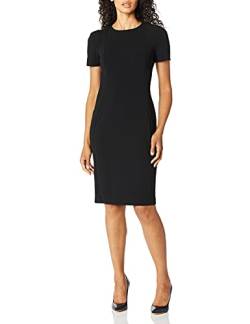 Calvin Klein Damen Kurzärmeliges Etuikleid mit Prinzessinnen-Säumen Kleid, schwarz, 34 von Calvin Klein