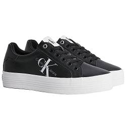 Calvin Klein Damen Vulcanized Sneaker Vulc Flatform Laceup Low Lth Plateau, Schwarz (Black), 37 von Calvin Klein