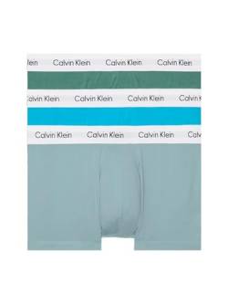 Calvin Klein Herren 3er Pack Boxershorts Low Rise Trunks Baumwolle mit Stretch, Mehrfarbig (Viv Bl Arona Sageb Grn W/ Wh Wbs), XL von Calvin Klein
