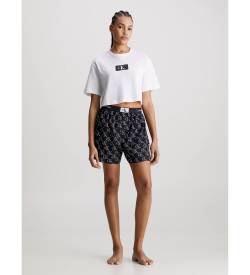 Calvin Klein für Damen. 000QS7180E Pyjama-Set mit Shorts weiß, schwarz (M), Heimtextilien, Kurzarm, Bio-Baumwolle, Nachhaltig von Calvin Klein