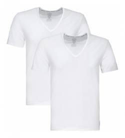 Calvin Klein für Herren. 000NB1089A Pack 2 Moderne Baumwoll-T-Shirts weiß (XL), Lässig, Heimtextilien, Baumwolle, Elastan, Kurzarm von Calvin Klein