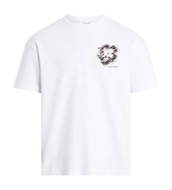 Calvin Klein für Herren. K10K112505 Besticktes Nachtblumen-T-Shirt weiß (S), Lässig, Kurzarm, Bio-Baumwolle, Nachhaltig von Calvin Klein