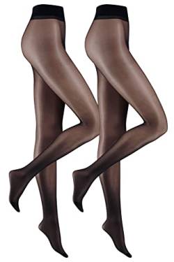 camano Damen Women Everyday Silky Shimmer 15 DEN Tights 2p, Black, 48-50 von Camano